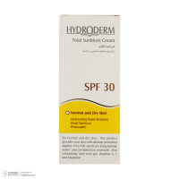 کرم ضد آفتاب بی رنگ هیدرودرم SPF30 مناسب پوست های نرمال و خشک حجم 50 میلی لیتر